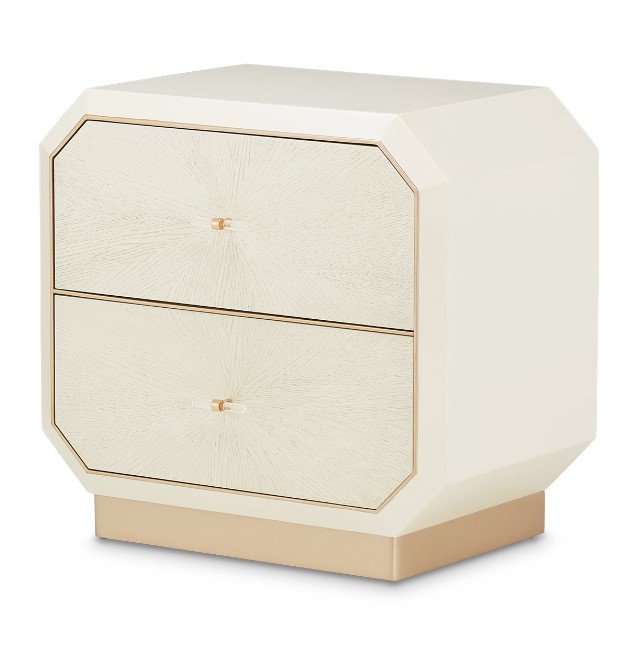 AICO La Rachelle Nightstand/End Table 2 Drawers in Medium Champagne