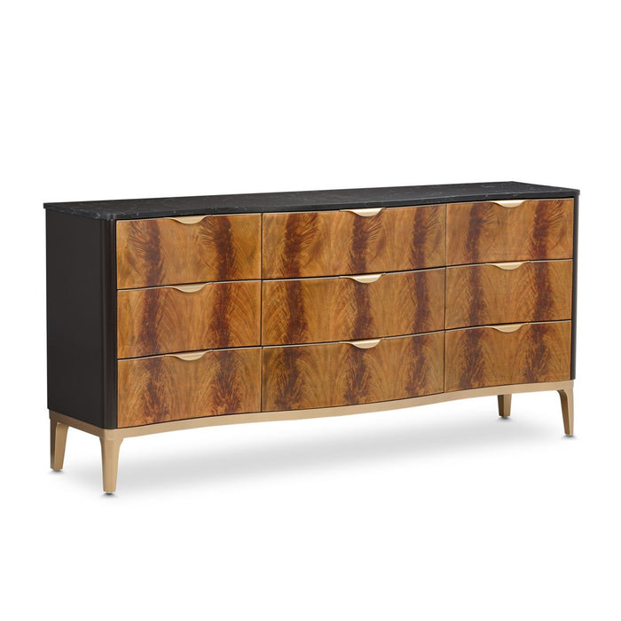 AICO Malibu Crest 9 Drawer Dresser in Crotch Mahogany image