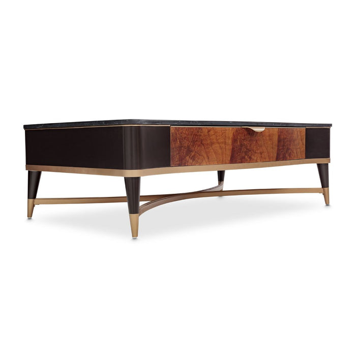AICO Malibu Crest Rectangular Cocktail Table in Crotch Mahogany