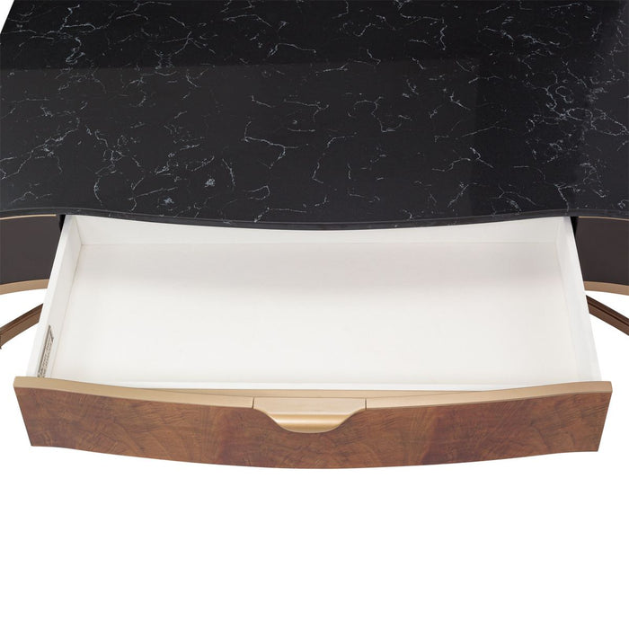 AICO Malibu Crest Rectangular Cocktail Table in Crotch Mahogany