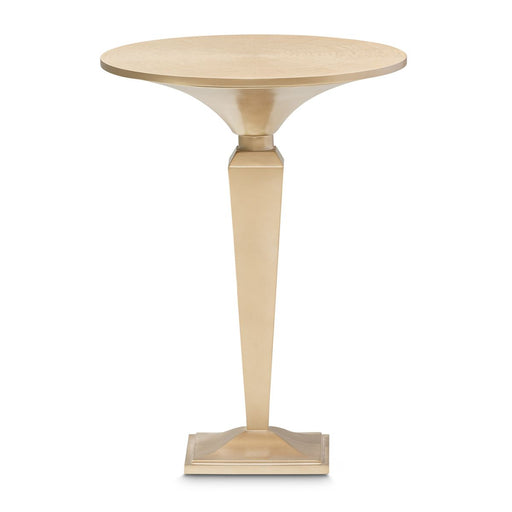 AICO Malibu Crest Round Pedestal Tea Table in Crotch Mahogany image