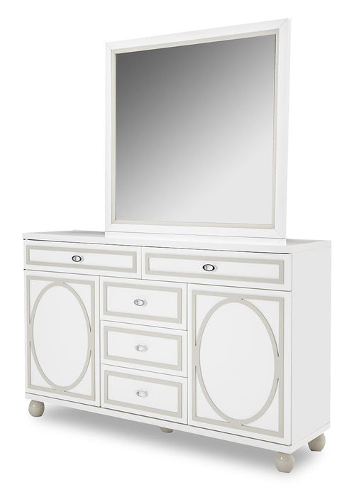 AICO Sky Tower Dresser Mirror in White Cloud