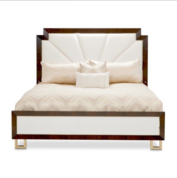 AICO Belmont Place King Panel Upholstered Bed in Espresso