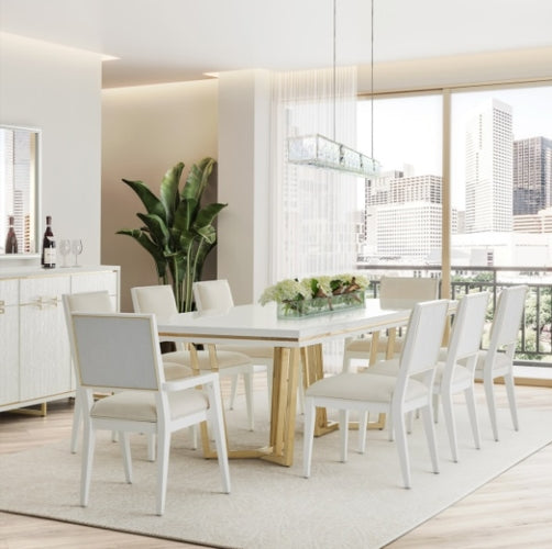 AICO Furniture Palm Gate Rectangular Dining Table in Cloud White