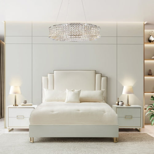 AICO Furniture Palm Gate Queen Platform Bed in Cloud White