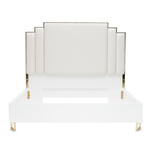 AICO Furniture Palm Gate Queen Upholstered Platform Bed in Cloud White