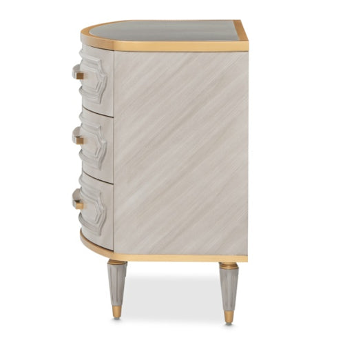 AICO Furniture St.Charles 3 Drawer Nightstand in Dove Gray