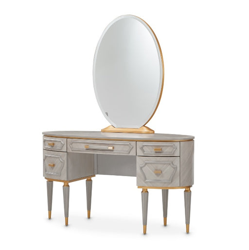AICO Furniture St.Charles Vanity Desk with Mirror in Dove Gray image