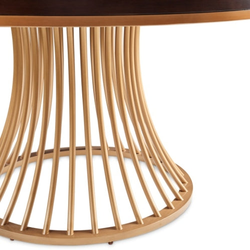 AICO Furniture Camellia Field Round Dining Table in Warm Pecan