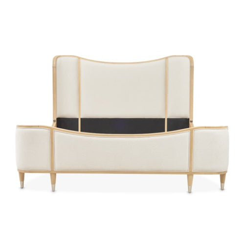 AICO Furniture Camellia Field King Upholstered Panel Bed in Caramel