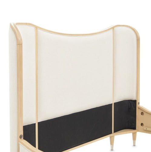 AICO Furniture Camellia Field King Upholstered Panel Bed in Caramel