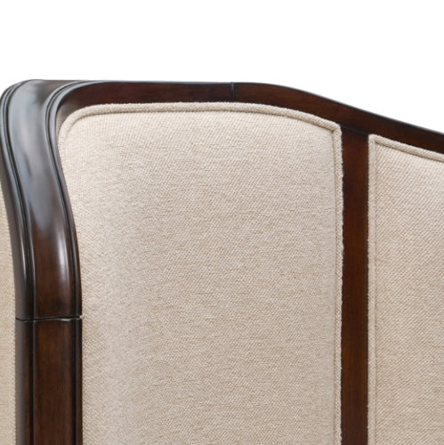 AICO Furniture Camellia Field King Upholstered Panel Bed in Warm Pecan