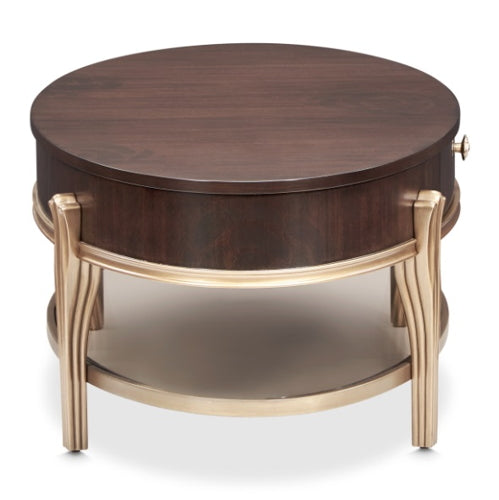 AICO Furniture Camellia Field Oval Cocktail Table in Warm Pecan