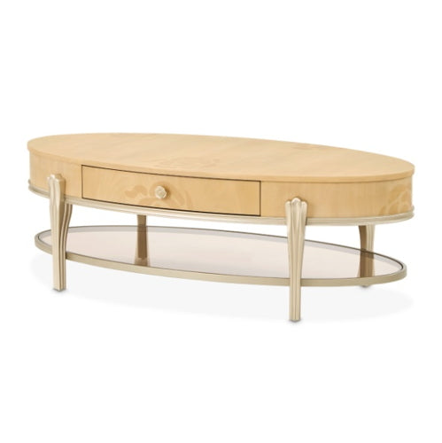AICO Furniture Camellia Field Oval Cocktail Table in Caramel image