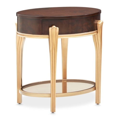 AICO Furniture Camellia Field End Table in Warm Pecan
