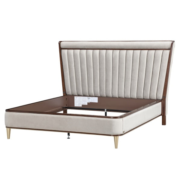 AICO Furniture Houston Queen Channel Tufted Bed in Walnut