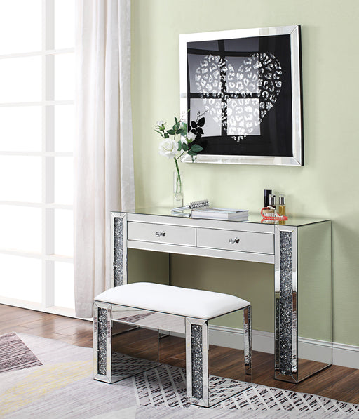 Noralie PU, Mirrored & Faux Diamonds Vanity Stool image