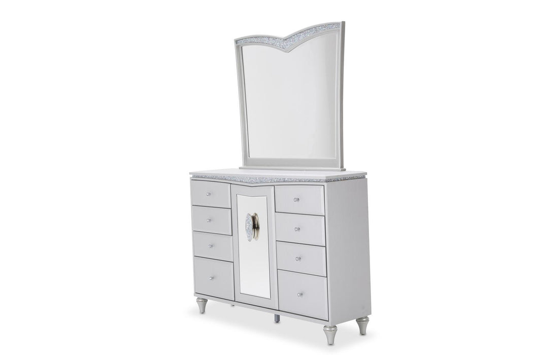 Melrose Plaza Upholstered Dresser in Dove