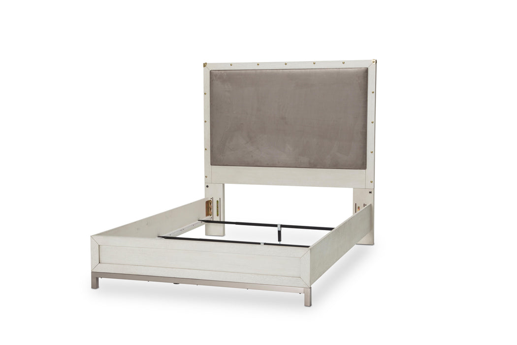 Menlo Station King Panel Bed w/ Fabric Insert in Eucalyptus