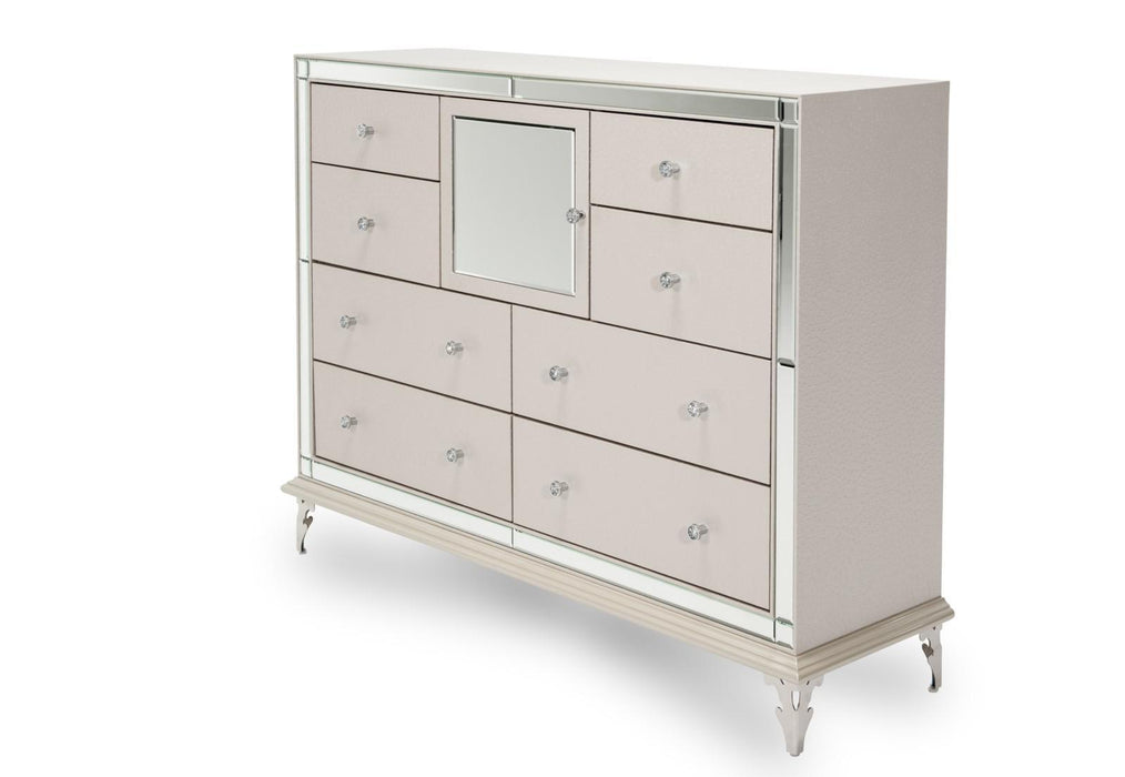 Hollywood Loft Upholstered Dresser in Frost