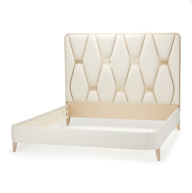 AICO La Rachelle Queen Upholstered Panel Bed in Medium Champagne