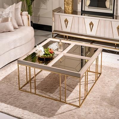 AICO Carmela Cocktail Table in Shimmer Ivory