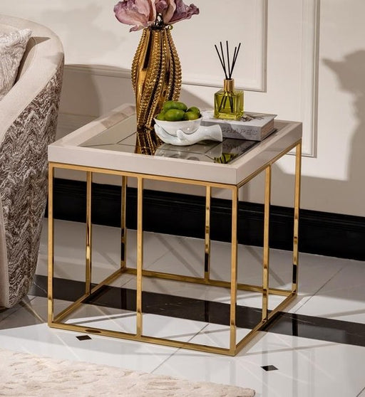 AICO Carmela Side Table in Shimmer Ivory image