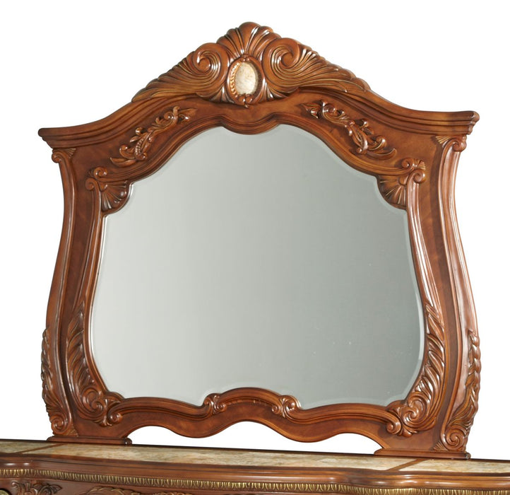 AICO Cortina Mirror in Honey Walnut