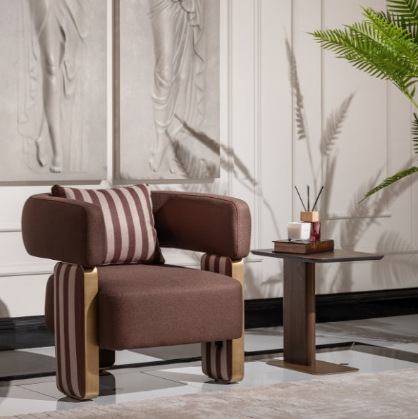 AICO Furniture Amora Chair Brown in Eggshell Walnut