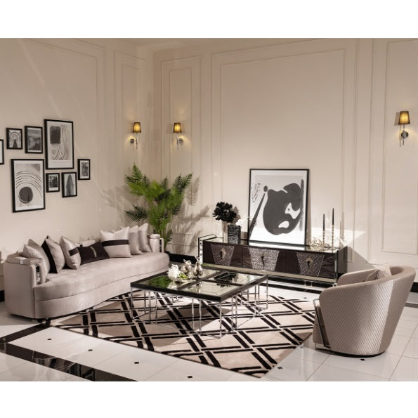 AICO Furniture Carmela Media Cabinet in Glossy Charcoal Sand