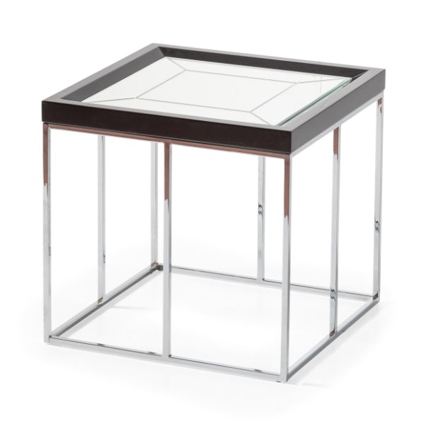 AICO Furniture Carmela End Table in Glossy Charcoal Sand