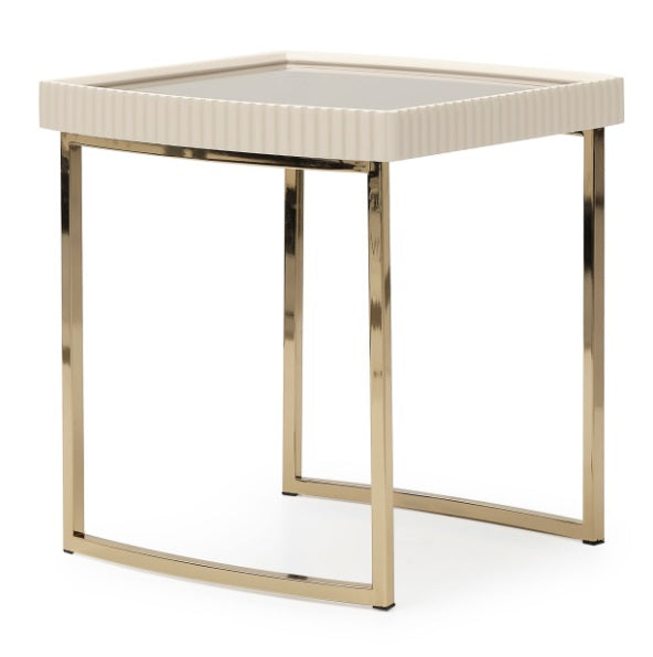 AICO Furniture Lisbon Side Table in Silken Matte Cream