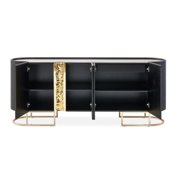 AICO Furniture Lisbon Console Table in Silken Matte Black