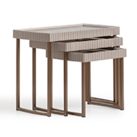 AICO Furniture Lisbon Nesting Table in Silken Cream Bronze image