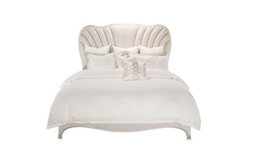 AICO London Place King Upholstered Panel Bed in Creamy Pearl image