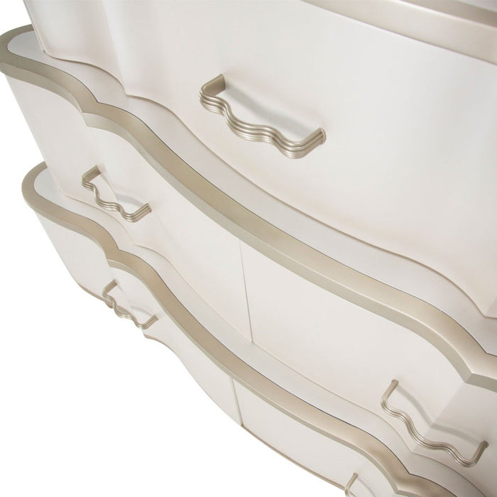 AICO London Place Tiered 6-Drawer Chest in Creamy Pearl