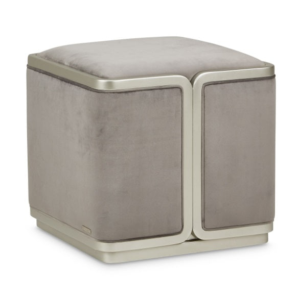 AICO Furniture Linea Ottoman in Silver Mist