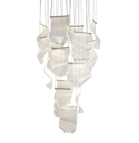 AICO Furniture Lighting Sheer Waves 18 Light Round LED Chandelier with Gold Accent/Chrome image