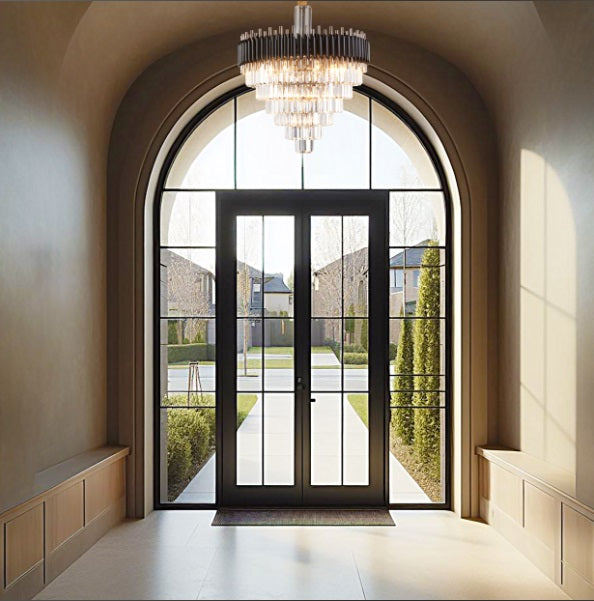 AICO Furniture Lighting Symphony Round 24 Light Chandelier in Clear