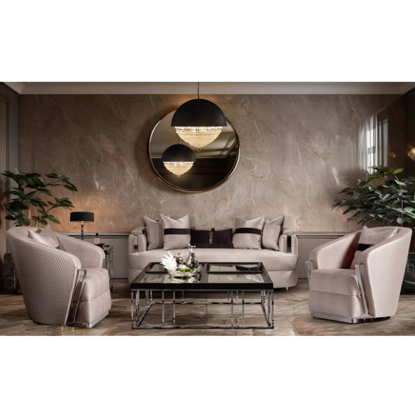 AICO Furniture Lighting Eclipse LED Light Chandelier with Black Dome in Clear