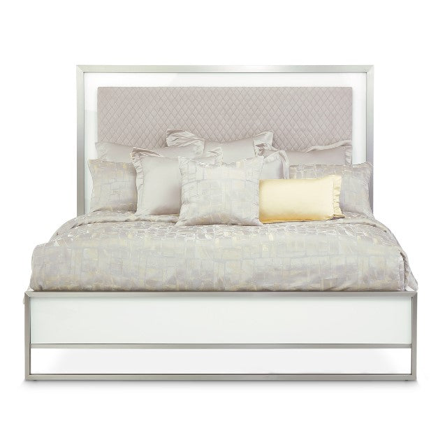 AICO Marquee Queen Panel Bed in Cloud White KI-MRQEQN-108