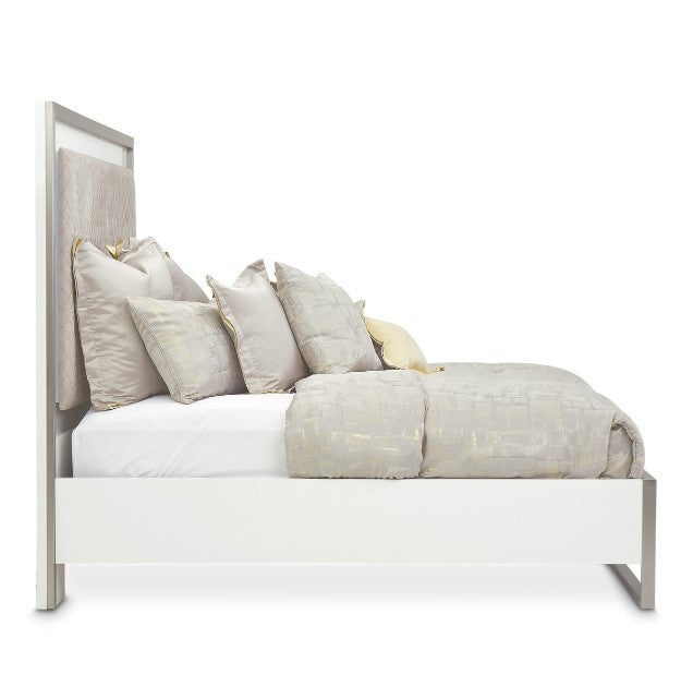 AICO Marquee Cal King Panel Bed in Cloud White