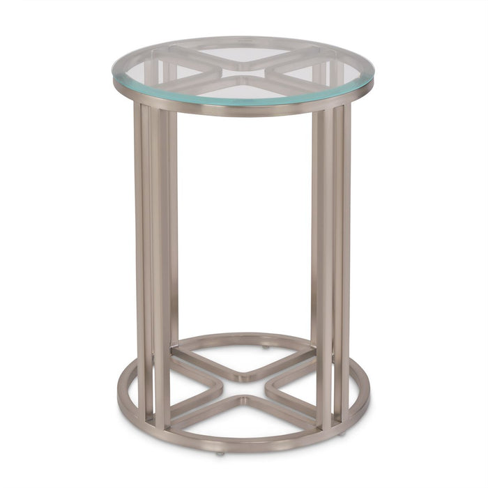 AICO Lanterna Chairside Table in Silver Mist