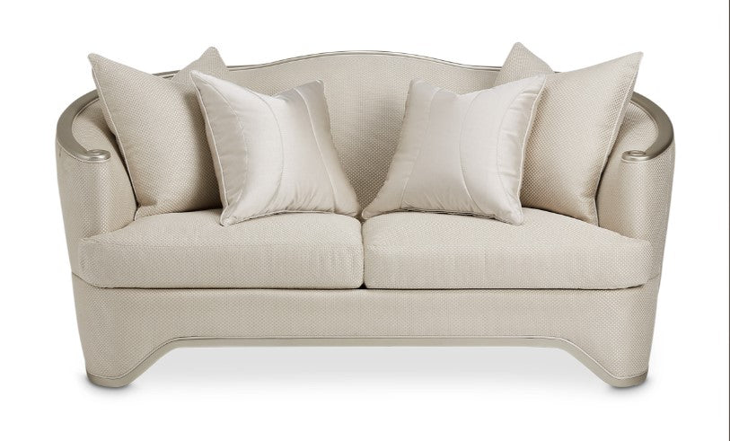 Aico London Place Loveseat in Light Champagne