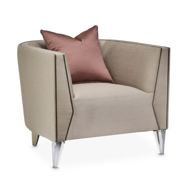 AICO Furniture Linea Matching Chair Metallic in Silver Mist