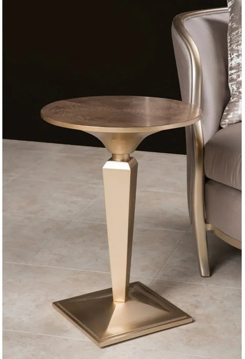AICO Malibu Crest Round Pedestal Tea Table in Chardannoy