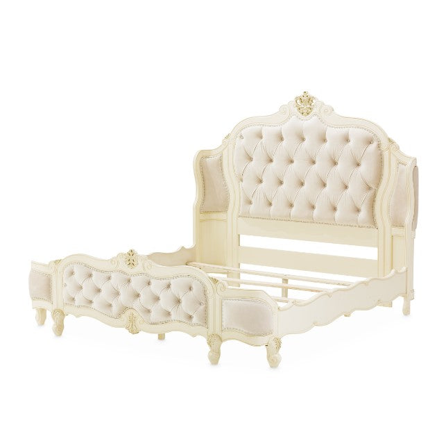 AICO Lavelle Cal King Wing Mansion Bed in Classic Pearl