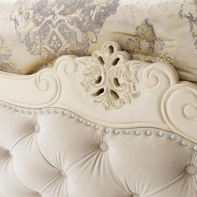 AICO Lavelle Queen Wing Mansion Bed in Classic Pearl
